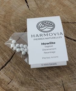Perles Howlite 4mm, 1 pièce